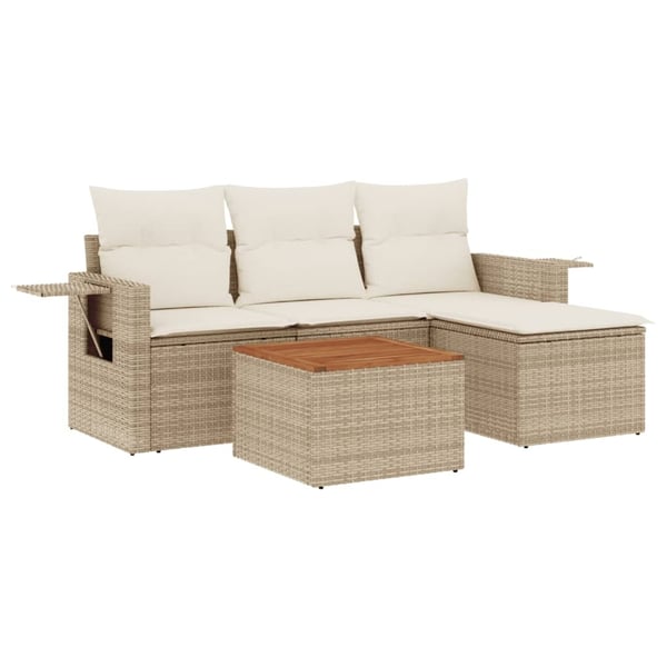 vidaXL sofasæt til haven 5 dele med hynder polyrattan beige