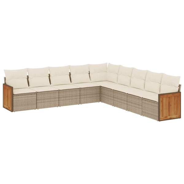 vidaXL sofasæt til haven 9 dele med hynder polyrattan beige