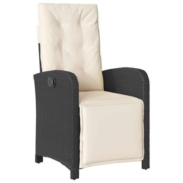 vidaXL havestole 2 stk. med lænefunktion og fodstøtte polyrattan sort