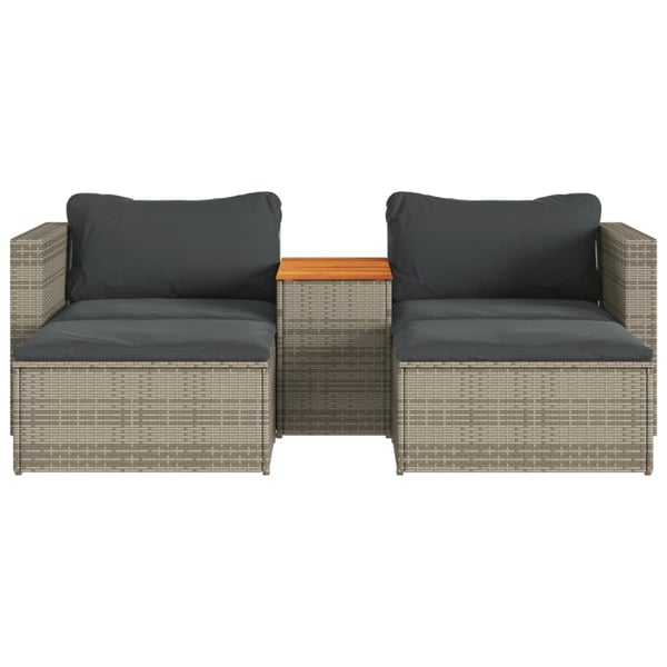 vidaXL sofasæt 5 dele med hynder polyrattan akacietræ grå