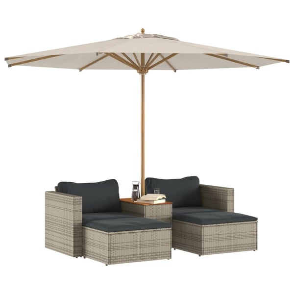 vidaXL sofasæt 5 dele med hynder polyrattan akacietræ grå