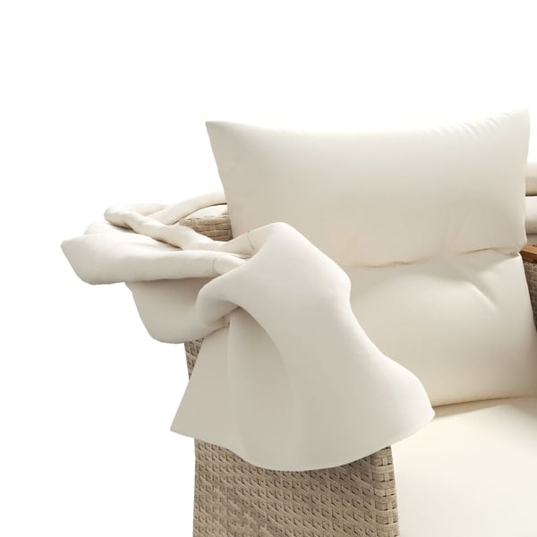 vidaXL 2-personers havesofa med baldakin og skamler polyrattan beige