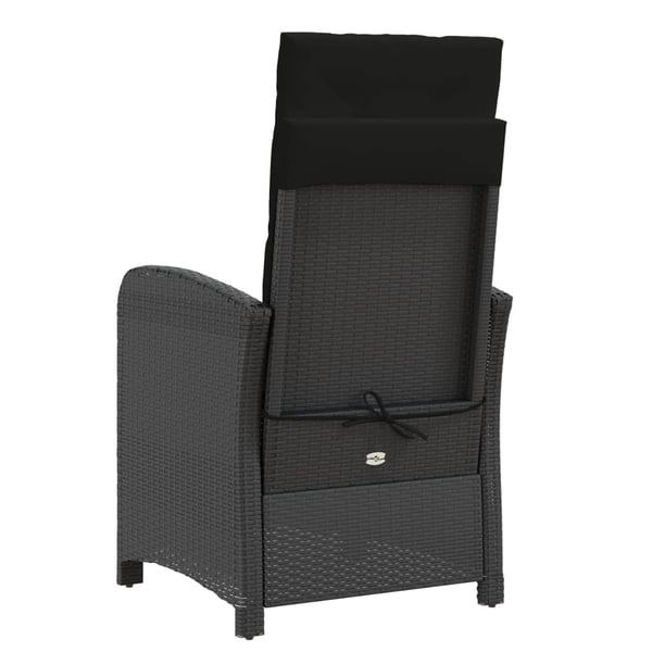 vidaXL havestole 2 stk. med lænefunktion og fodstøtte polyrattan sort
