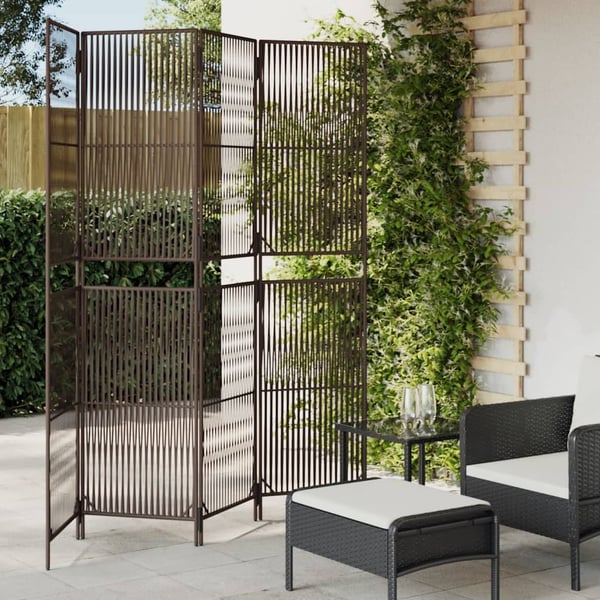 vidaXL rumdeler 4 paneler polyrattan brun