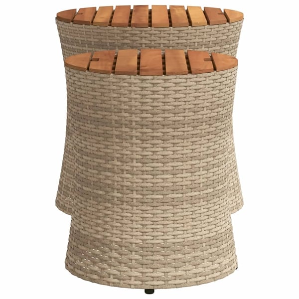vidaXL Utendørs sidebord med treplate 2 stk beige polyrotting