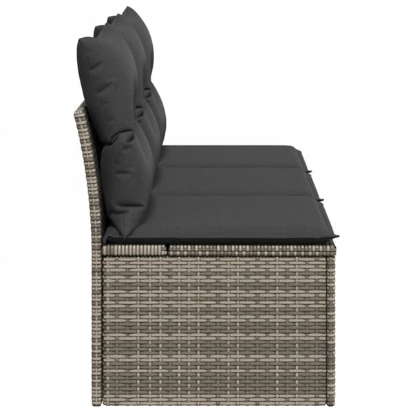 vidaXL 3-personers havesofa med hynder polyrattan grå