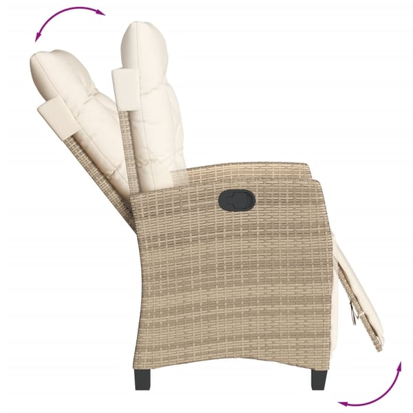 vidaXL havestol med lænefunktion og fodstøtte polyrattan beige