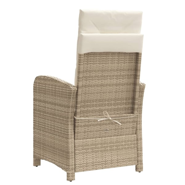 vidaXL havestol med lænefunktion og fodstøtte polyrattan beige