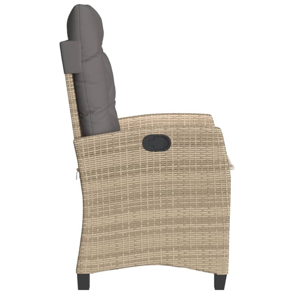 vidaXL havestole 2 stk. lænefunktion + hynder polyrattan blandet beige