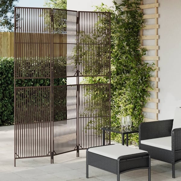 vidaXL rumdeler 3 paneler polyrattan brun