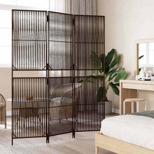vidaXL rumdeler 3 paneler polyrattan brun