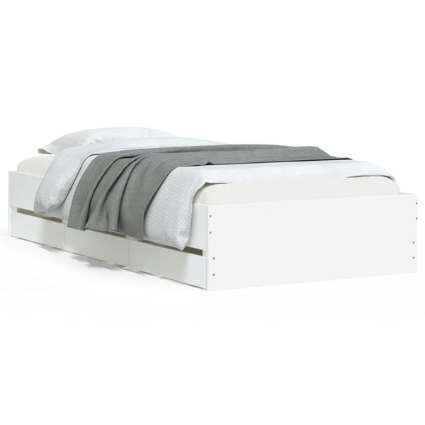 vidaXL Sengeramme med skuffer hvit 75x190 cm konstruert tre