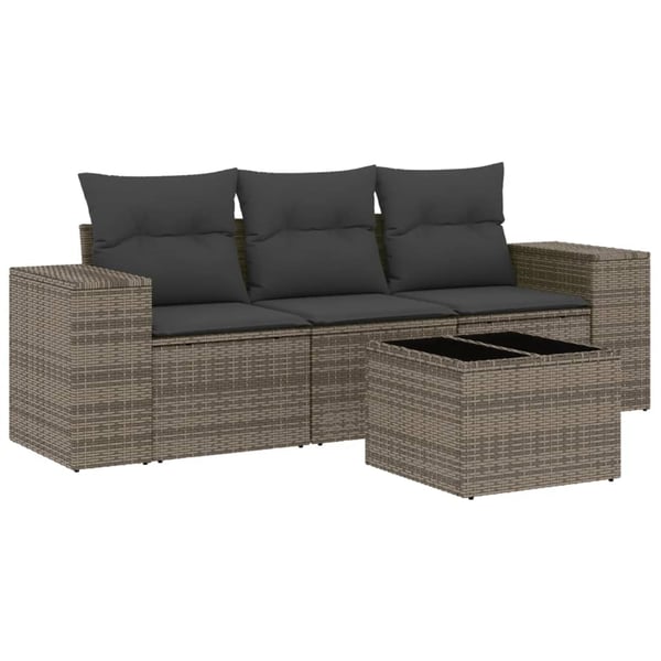 vidaXL sofasæt til haven 4 dele med hynder polyrattan grå