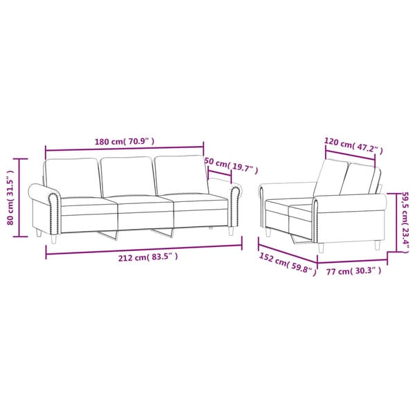 vidaXL sofasæt 2 dele med hynder velour mørkegrå