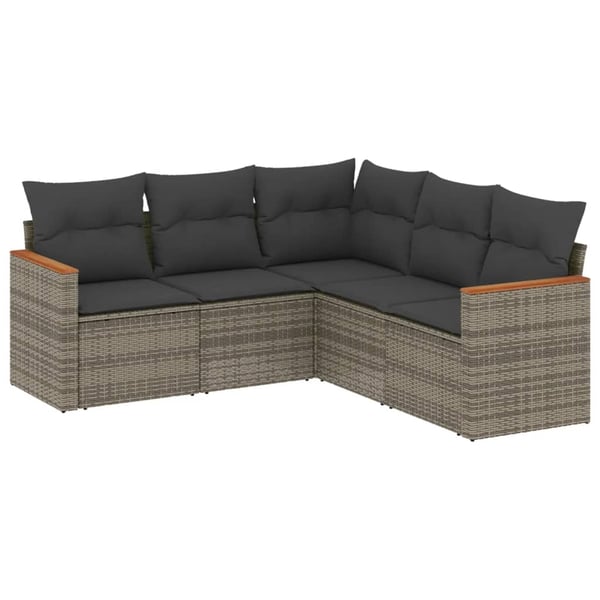 vidaXL sofasæt 5 dele med hynder polyrattan grå