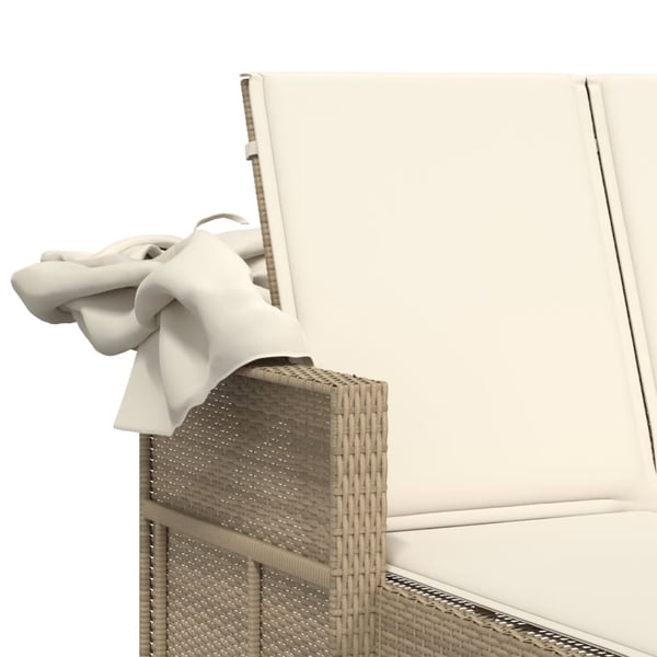 vidaXL solseng med baldakin og hynder polyrattan beige