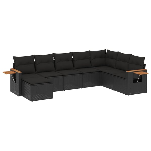 vidaXL sofasæt til haven 8 dele med hynder polyrattan sort
