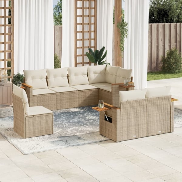 vidaXL sofasæt til haven 8 dele med hynder polyrattan beige