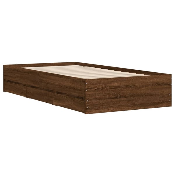 vidaXL Sengeramme med skuffer brun eik 90x190 cm konstruert tre