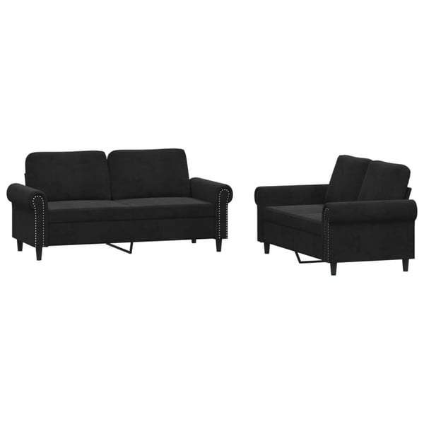 vidaXL sofasæt 2 dele med hynder velour sort