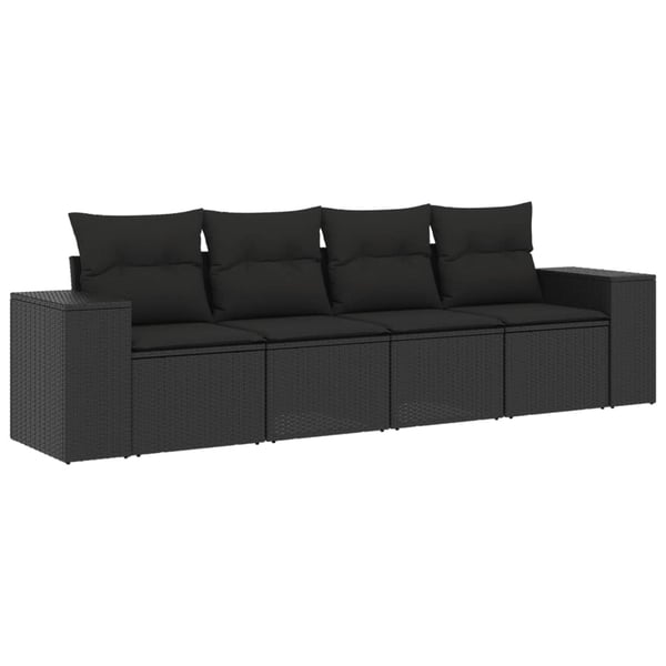 vidaXL sofasæt til haven 4 dele med hynder polyrattan sort