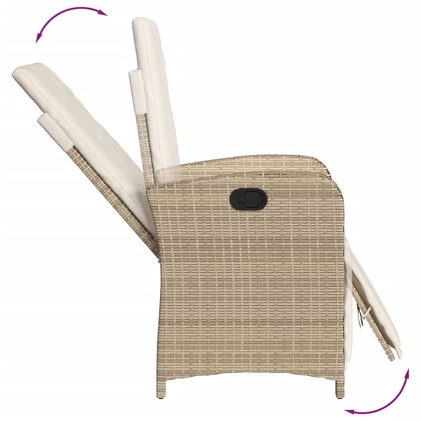 vidaXL spisebordssæt til haven 7 dele med hynder polyrattan beige