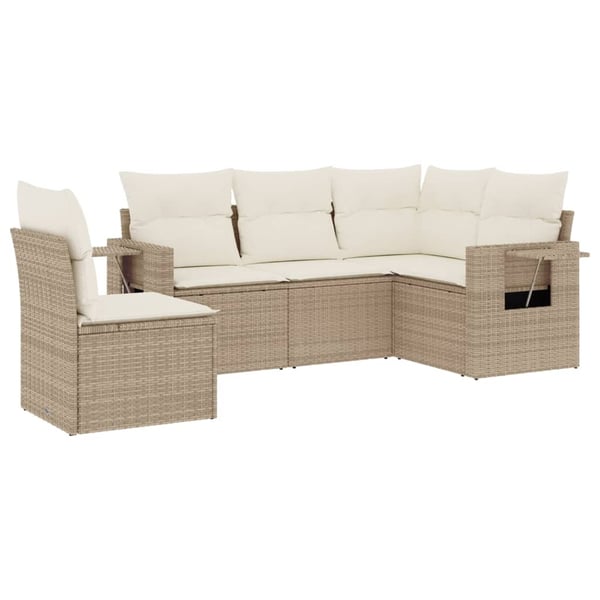 vidaXL sofasæt til haven 5 dele med hynder polyrattan beige