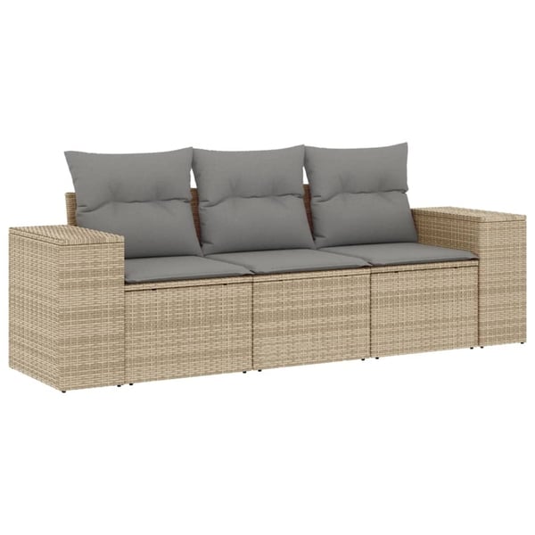 vidaXL sofasæt til haven 3 dele med hynder polyrattan beige