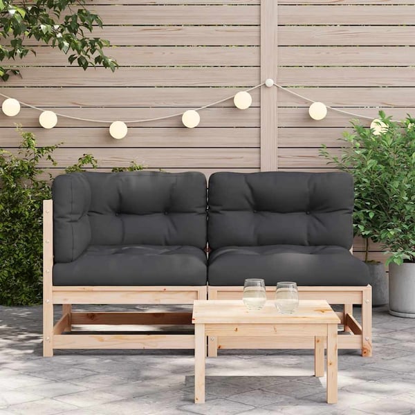 vidaXL 2-personers havesofa m. hynder massivt fyrretræ