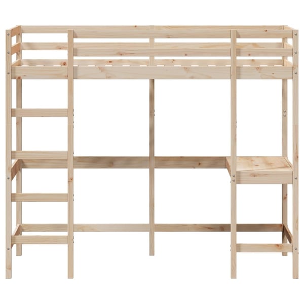 vidaXL Køyeseng med skrivebord 100x200 cm heltre furu