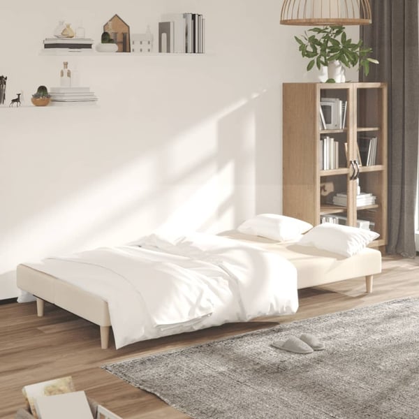 vidaXL Bäddsoffa 2-sits gräddvit tyg