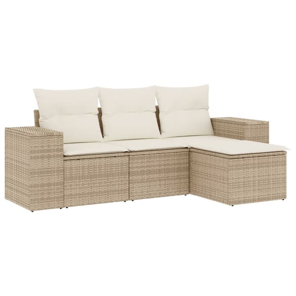 vidaXL sofasæt til haven 4 dele med hynder polyrattan beige