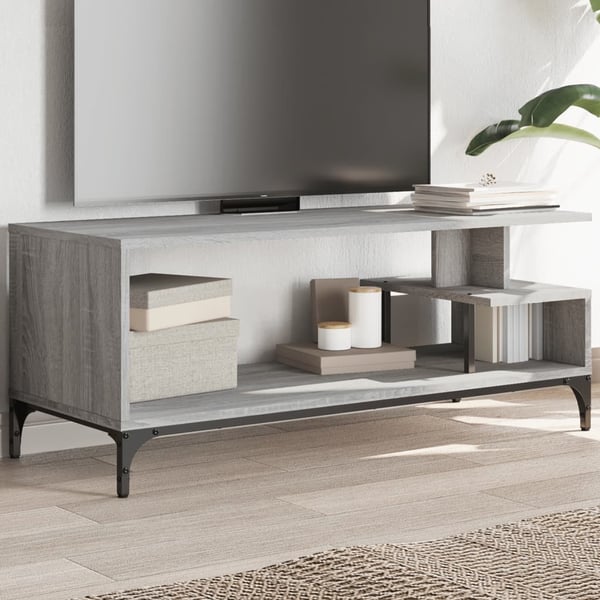 vidaXL TV-benk grå sonoma 102x40x41 konstruert tre pulverlakkert stål