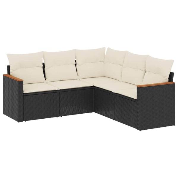vidaXL sofasæt til haven 5 dele med hynder polyrattan sort