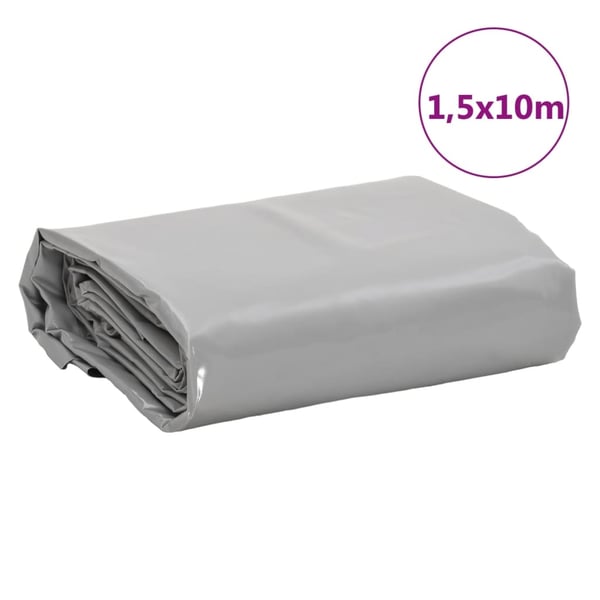 vidaXL presenning 1,5x10 m 650 g/m² grå
