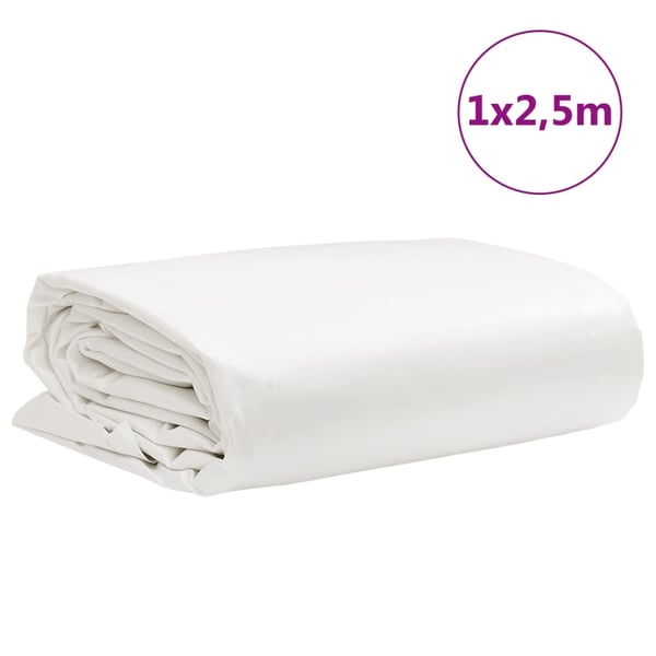 vidaXL presenning 1x2,5 m 650 g/m² hvid