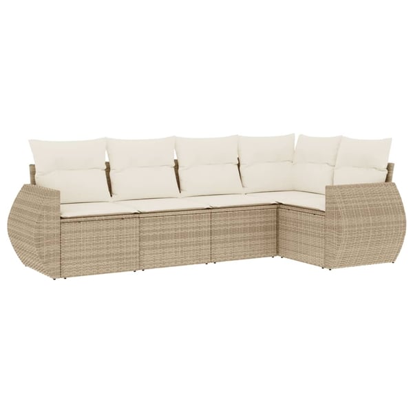 vidaXL sofasæt til haven 5 dele med hynder polyrattan beige