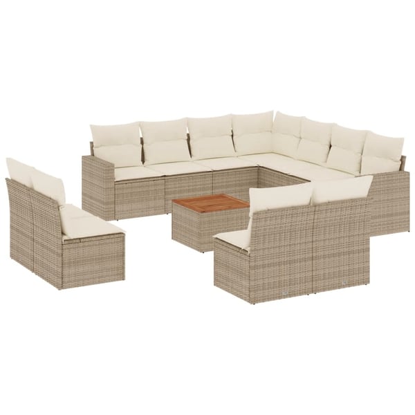 vidaXL sofasæt til haven 12 dele med hynder polyrattan beige