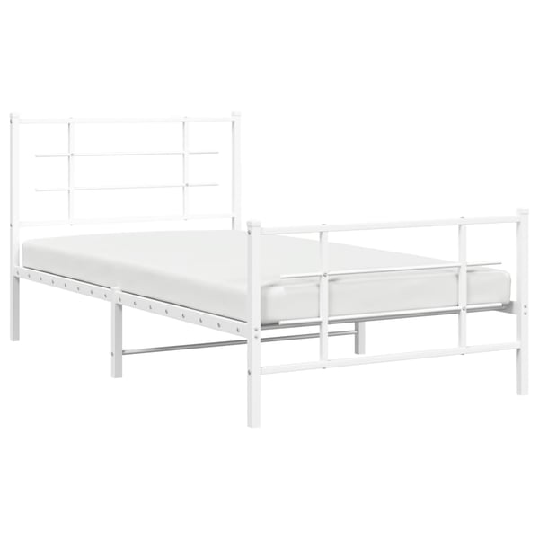vidaXL Sengeramme i metall med hode- og fotgavl hvit 100x200 cm