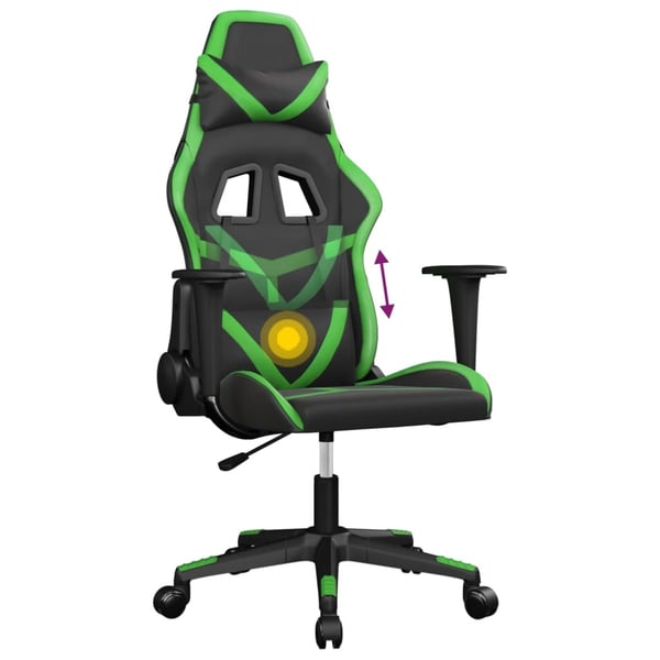 vidaXL gamingstol m. massagefunktion kunstlæder sort og grøn