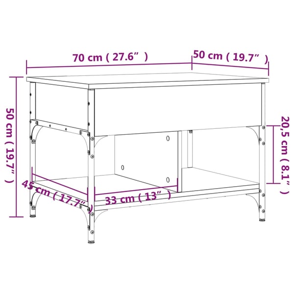 vidaXL sofabord 70x50x50 cm konstrueret træ sort