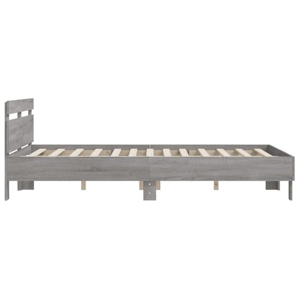 vidaXL Sengeramme med hodegavl grå sonoma 150x200 cm konstruert tre