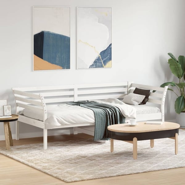 vidaXL Dagseng uten madrass hvit 90x190 cm heltre furu