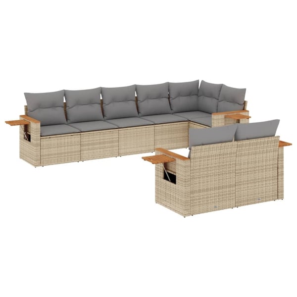vidaXL sofasæt til haven 8 dele med hynder polyrattan beige
