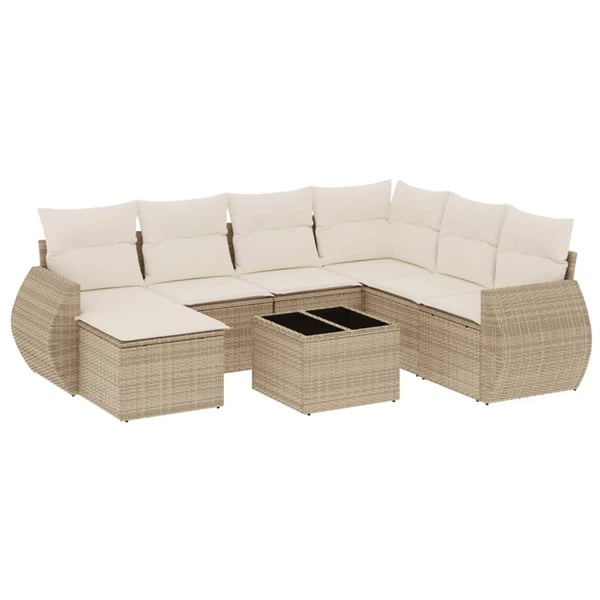 vidaXL sofasæt til haven 8 dele med hynder polyrattan beige