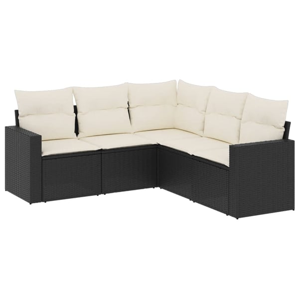vidaXL sofasæt til haven 5 dele med hynder polyrattan sort