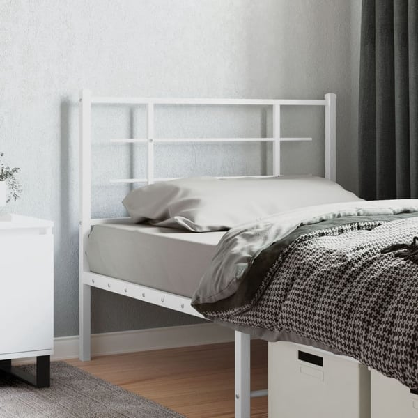 vidaXL Utskiftbar sengegavl i metall hvit 107 cm