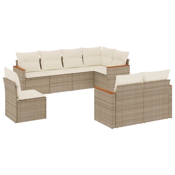 vidaXL sofasæt til haven 8 dele med hynder polyrattan beige