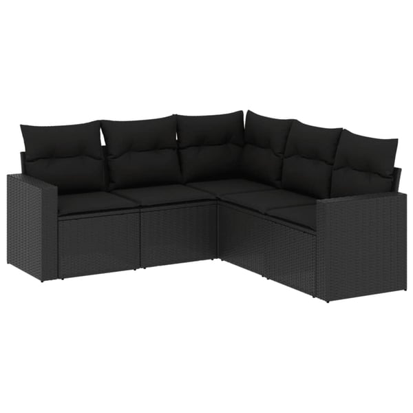 vidaXL sofasæt til haven 5 dele med hynder polyrattan sort