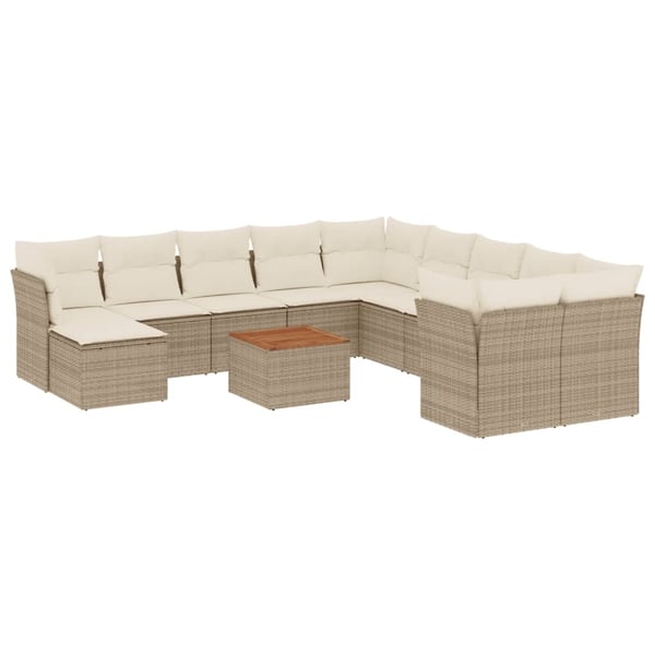 vidaXL sofasæt til haven 12 dele med hynder polyrattan beige